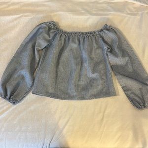 Brandy Melville Off the Shoulder Blue and White Striped Top